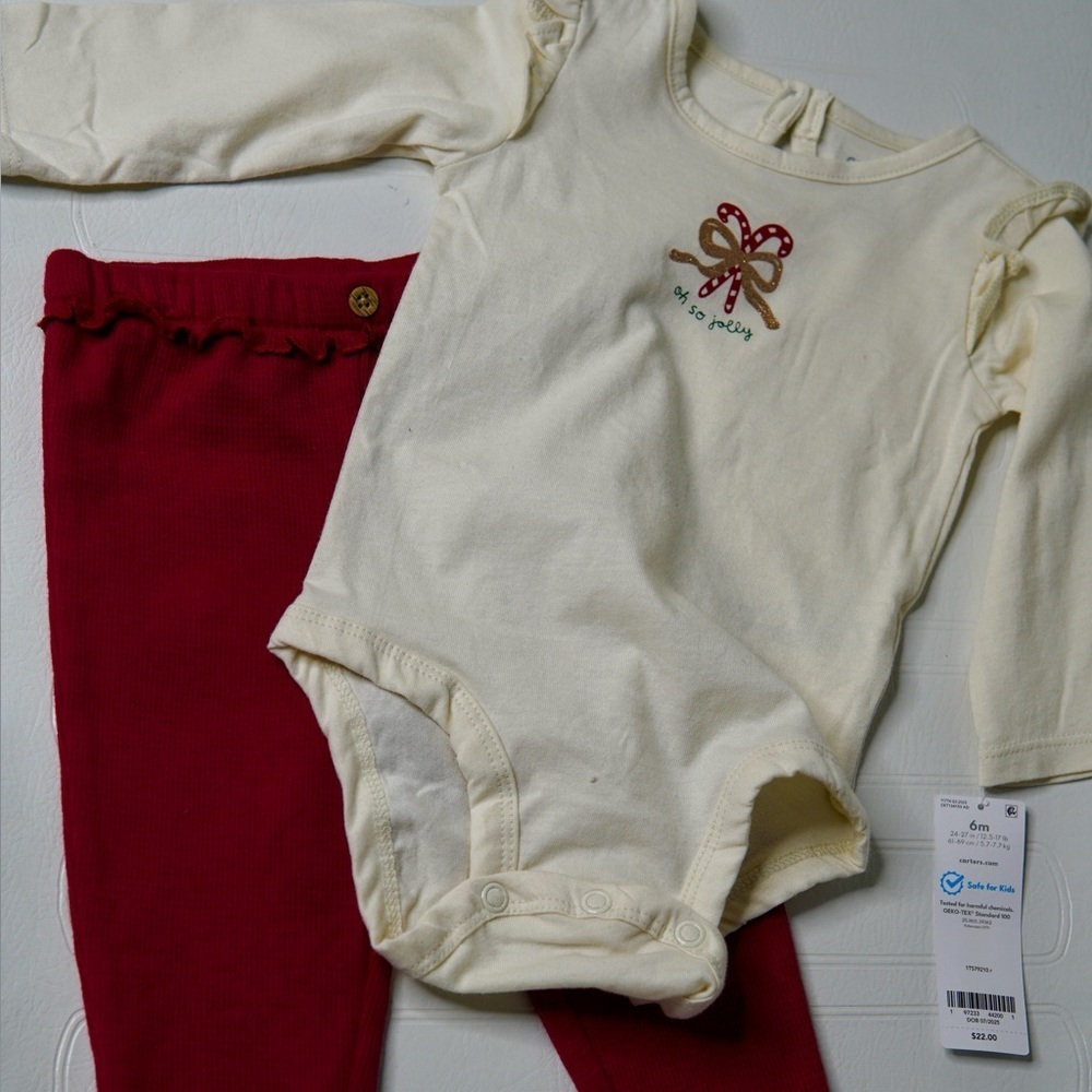 Carter's Cream Onesie and Red Pants Set